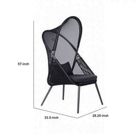 34 Inch Outdoor Foldable Chair, Set of 2, Black Fabric Seat, Steel Frame - BM302150