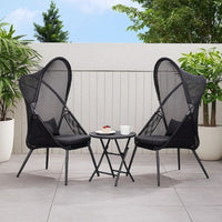 34 Inch Outdoor Foldable Chair, Set of 2, Black Fabric Seat, Steel Frame - BM302150