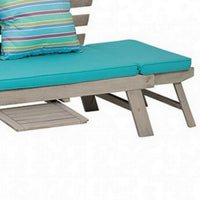 59-78 Inch Outdoor Convertible Sofa, Turquoise, Two Wheels, Gray - BM302151