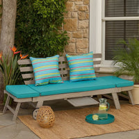 59-78 Inch Outdoor Convertible Sofa, Turquoise, Two Wheels, Gray - BM302151