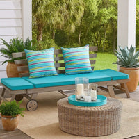 59-78 Inch Outdoor Convertible Sofa, Turquoise, Two Wheels, Gray - BM302151