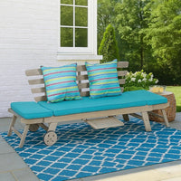 59-78 Inch Outdoor Convertible Sofa, Turquoise, Two Wheels, Gray - BM302151