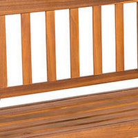 48 Inch Outdoor Wood Bench, Slatted, Weather Resistant, Rich Light Brown - BM302153