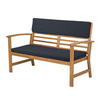 4 Piece Outdoor Patio Table, Loveseat, and Chairs Set, Blue, Brown Wood - BM302156