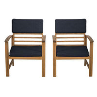 4 Piece Outdoor Patio Table, Loveseat, and Chairs Set, Blue, Brown Wood - BM302156