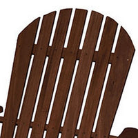 34 Inch Outdoor Adirondack Chair, Dark Brown Wood, Wide Armrests - BM302157