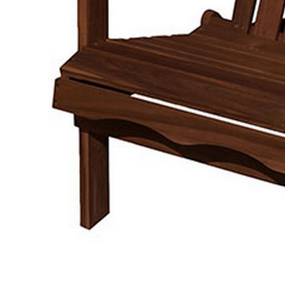 34 Inch Outdoor Adirondack Chair, Dark Brown Wood, Wide Armrests - BM302157