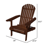 34 Inch Outdoor Adirondack Chair, Dark Brown Wood, Wide Armrests - BM302157