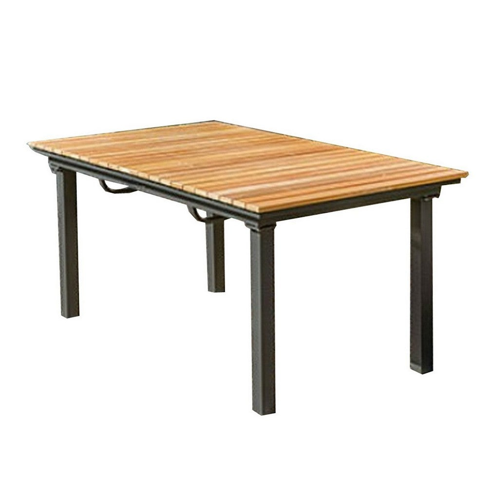 Ankia 62-84 Inch Outdoor Extendable Dining Table, Aluminium, Brown - BM302158