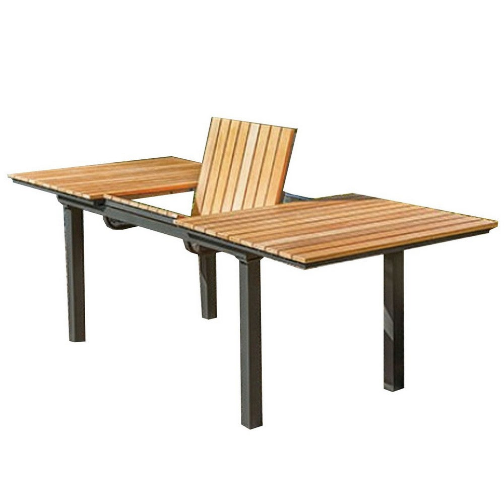 Ankia 62-84 Inch Outdoor Extendable Dining Table, Aluminium, Brown - BM302158