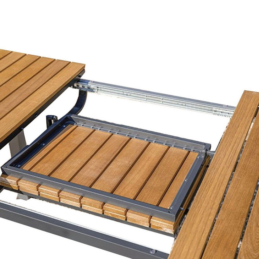 Ankia 62-84 Inch Outdoor Extendable Dining Table, Aluminium, Brown - BM302158