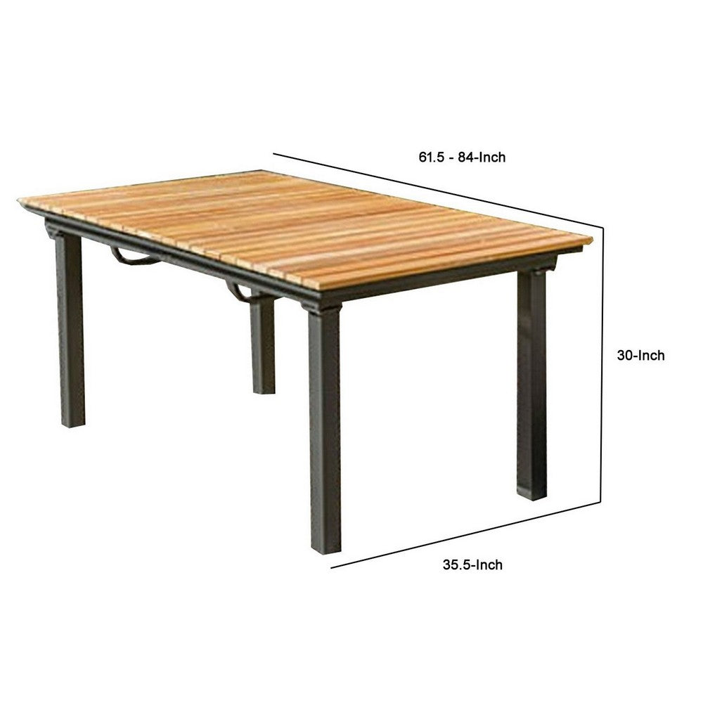 Ankia 62-84 Inch Outdoor Extendable Dining Table, Aluminium, Brown - BM302158