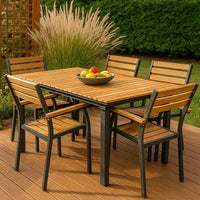 Ankia 62-84 Inch Outdoor Extendable Dining Table, Aluminium, Brown - BM302158