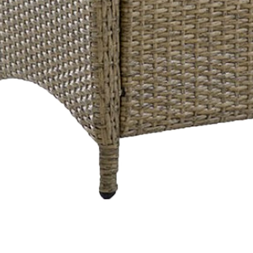 Ankia 21 Inch Outdoor Square Ottoman, Set of 2, Beige Fabric, Faux Wicker - BM302160