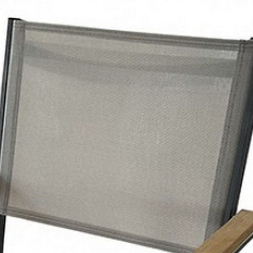 Ankia 23 Inch Outdoor Armchair, Wood, Strong Aluminium Frame, Gray, Brown - BM302162