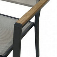 Ankia 23 Inch Outdoor Armchair, Wood, Strong Aluminium Frame, Gray, Brown - BM302162