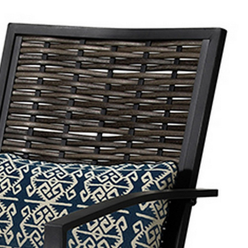 Poli 27 Inch Outdoor Swivel Dining Armchair, Set of 2, Wicker, Steel, Gray - BM302165