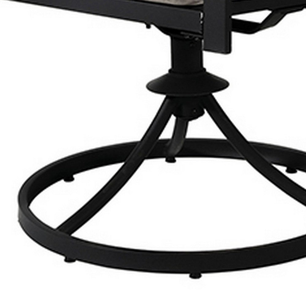 Poli 27 Inch Outdoor Swivel Dining Armchair, Set of 2, Wicker, Steel, Gray - BM302165