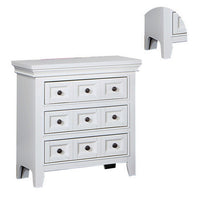 Cile 26 Inch Nightstand, 3 Panel Drawers, White Wood, Round Nickel Handles - BM302178