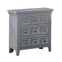 Cile 26 Inch Nightstand, 3 Panel Drawers, Gray Wood, Round Nickel Handles - BM302180