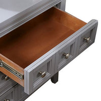 Cile 26 Inch Nightstand, 3 Panel Drawers, Gray Wood, Round Nickel Handles - BM302180