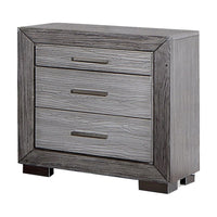 Reno 27 Inch Nightstand, Brushed Gray Wood, Chrome Bracket Legs, USB Ports - BM302183