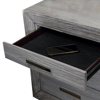Reno 27 Inch Nightstand, Brushed Gray Wood, Chrome Bracket Legs, USB Ports - BM302183