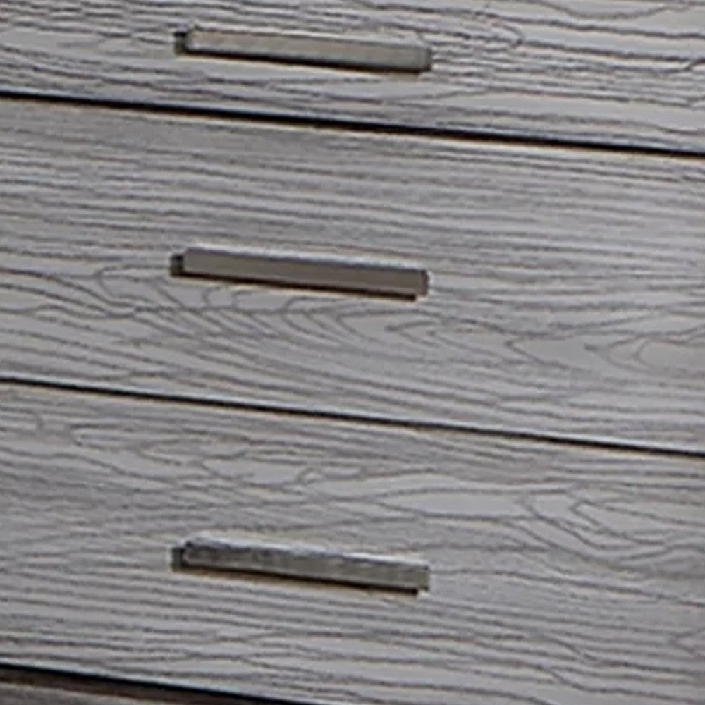 Reno 27 Inch Nightstand, Brushed Gray Wood, Chrome Bracket Legs, USB Ports - BM302183