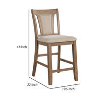 Mana 26 Inch Counter Height Chair, Set of 2, Beige Fabric, Brown Frame - BM302203