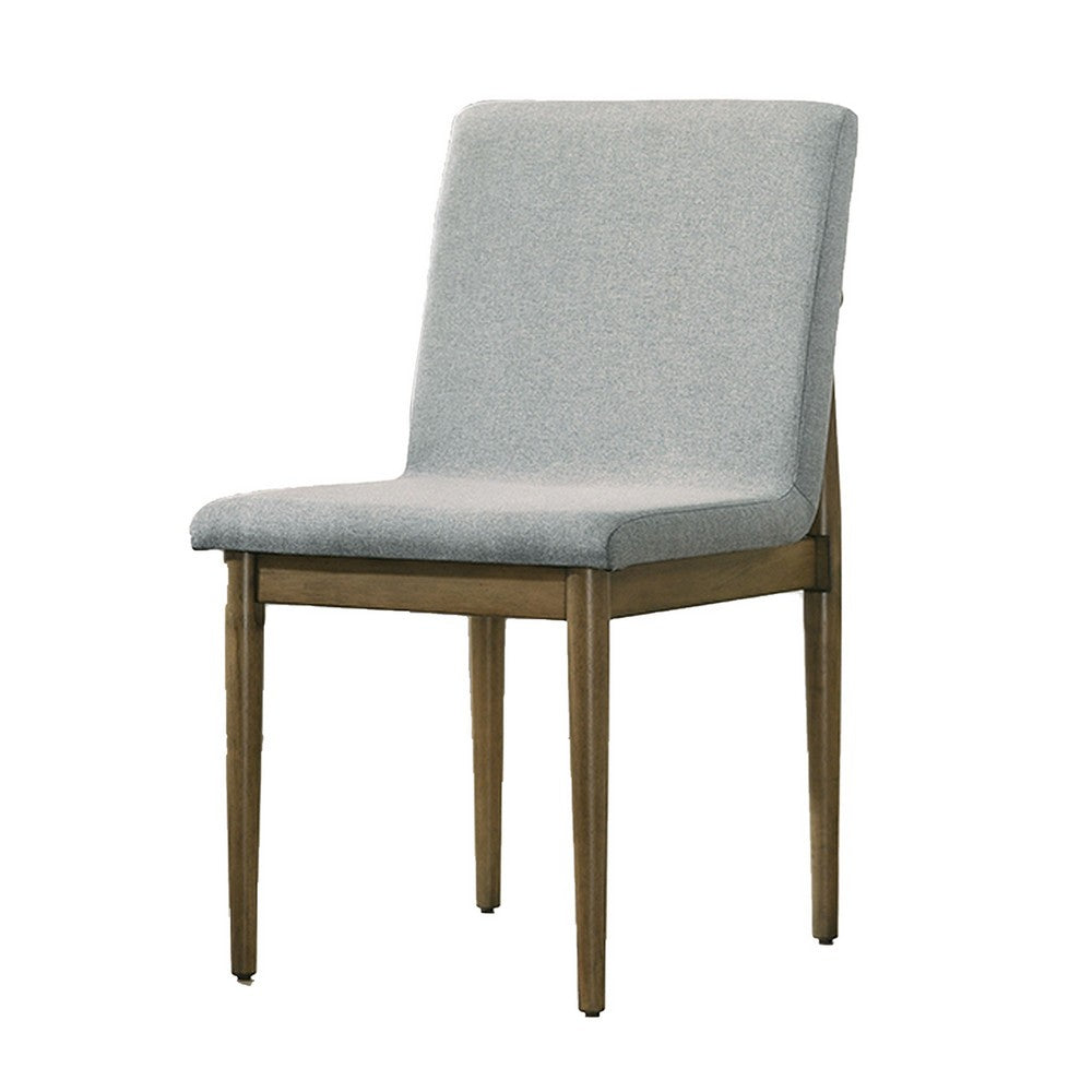 19 Inch Dining Chair, Set of 2, Gray Fabric, Parson Style, Cushioned Seat - BM302204
