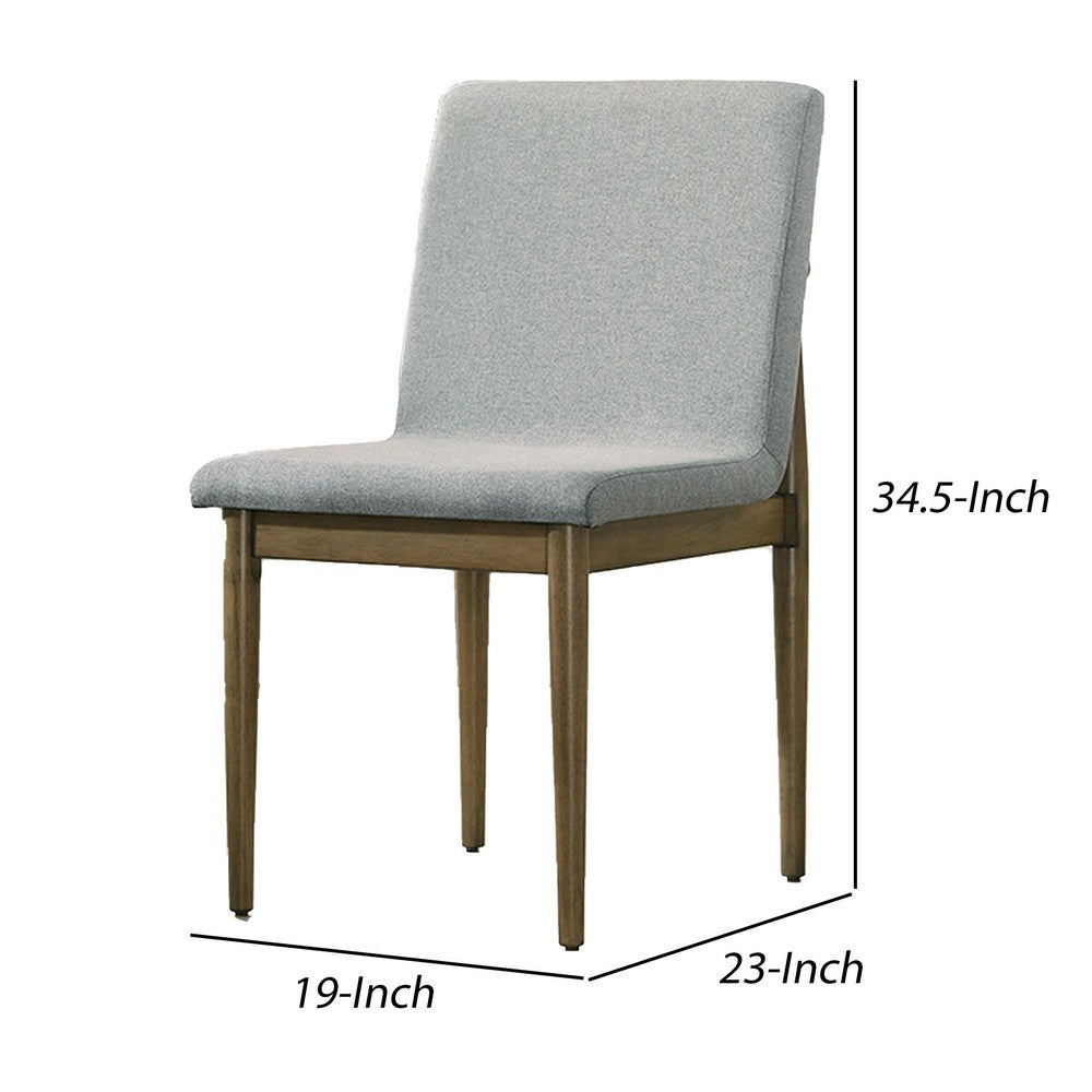 19 Inch Dining Chair, Set of 2, Gray Fabric, Parson Style, Cushioned Seat - BM302204