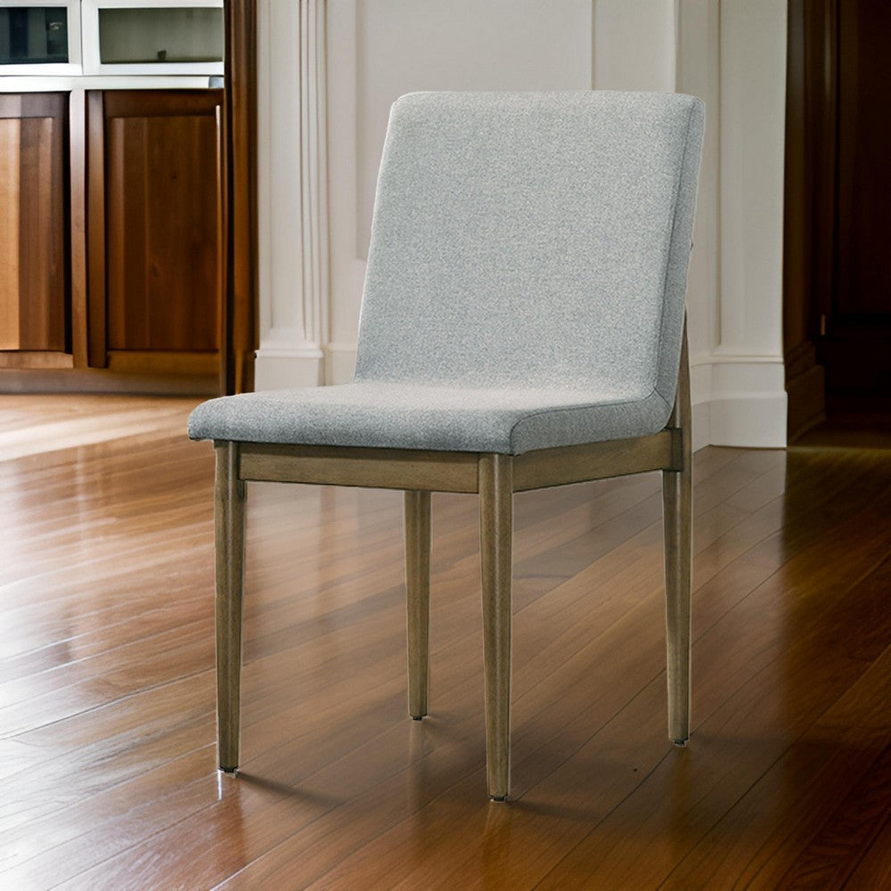 19 Inch Dining Chair, Set of 2, Gray Fabric, Parson Style, Cushioned Seat - BM302204