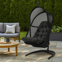 28 Inch Swing Chair, Breathable Mesh Shade, Sturdy Steel Frame, Black  - BM302222