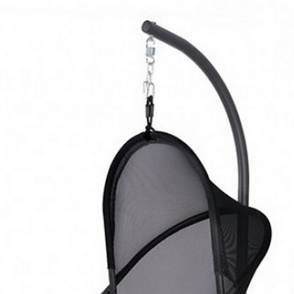 28 Inch Swing Chair, Sturdy Steel Frame, Breathable Mesh, Black And Gray - BM302223