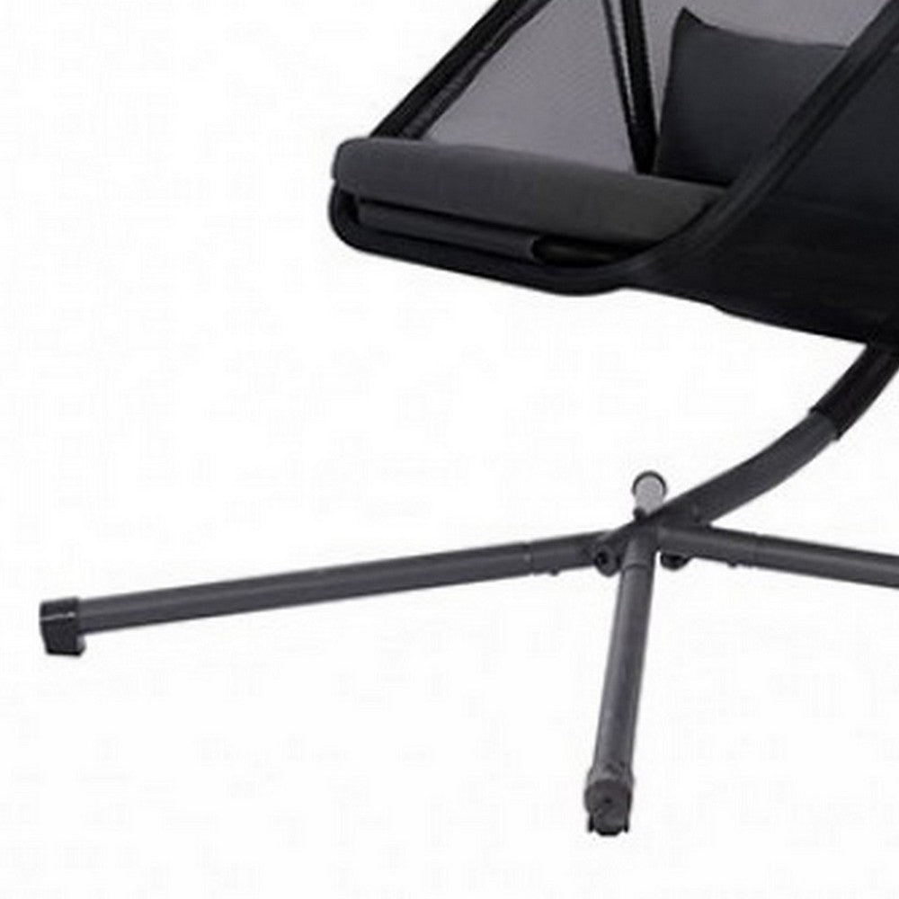 28 Inch Swing Chair, Sturdy Steel Frame, Breathable Mesh, Black And Gray - BM302223