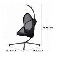 28 Inch Swing Chair, Sturdy Steel Frame, Breathable Mesh, Black And Gray - BM302223
