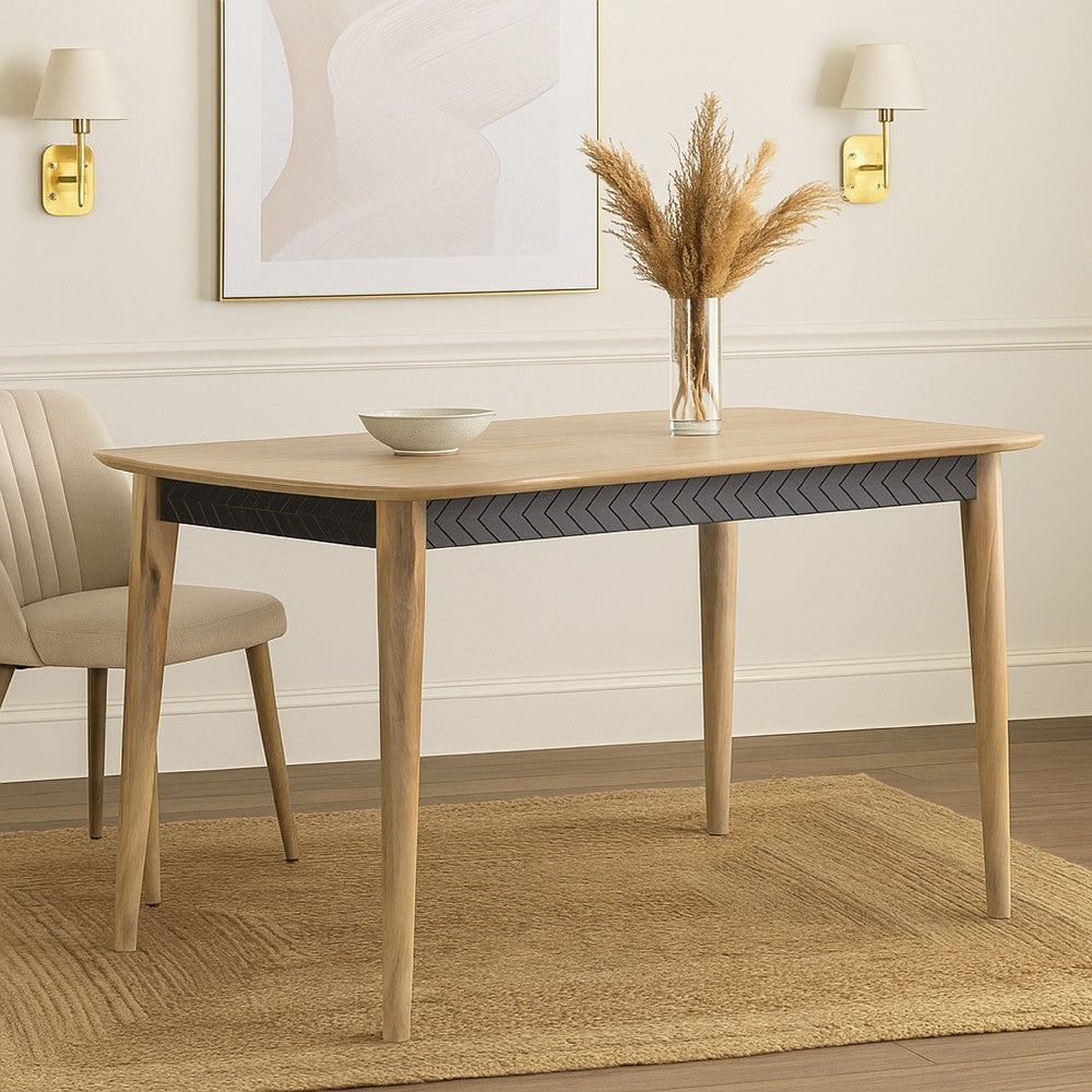 Hom 60 Inch Counter Height Dining Table, Chevron Style Apron, Brown Wood - BM302411
