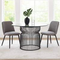 30 Inch Cage Style Dining Table Base, Hollow Cylinder Base, Gray Metal - BM302434