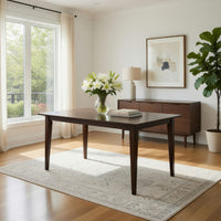 59 Inch Rectangular Dining Table, Tapered Legs, Dark Cappuccino Brown Wood - BM302437
