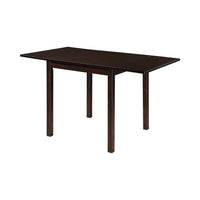 52 Inch Drop Leaf Dining Table, Block Legs, Dark Cappuccino Brown Wood  - BM302438