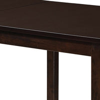 52 Inch Drop Leaf Dining Table, Block Legs, Dark Cappuccino Brown Wood  - BM302438