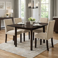 52 Inch Drop Leaf Dining Table, Block Legs, Dark Cappuccino Brown Wood  - BM302438