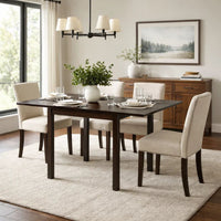52 Inch Drop Leaf Dining Table, Block Legs, Dark Cappuccino Brown Wood  - BM302438
