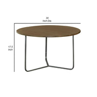 30 Inch Wood Round Accent Coffee Table with Triangular Base, Brown, Black  - BM302461