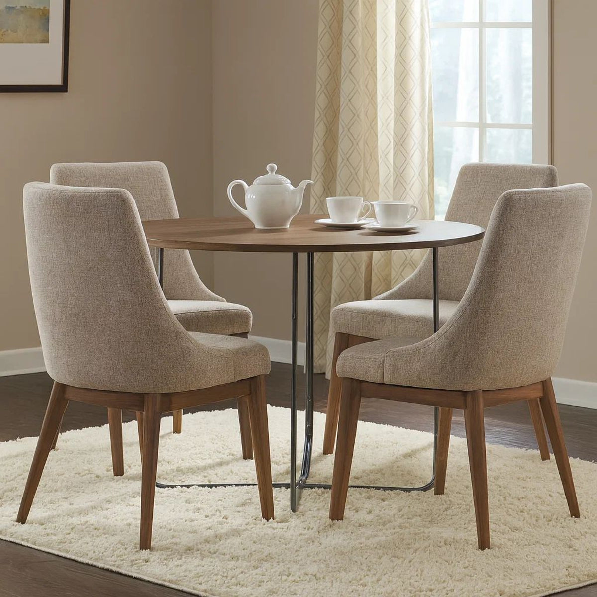 30 Inch Wood Round Accent Coffee Table with Triangular Base, Brown, Black  - BM302461