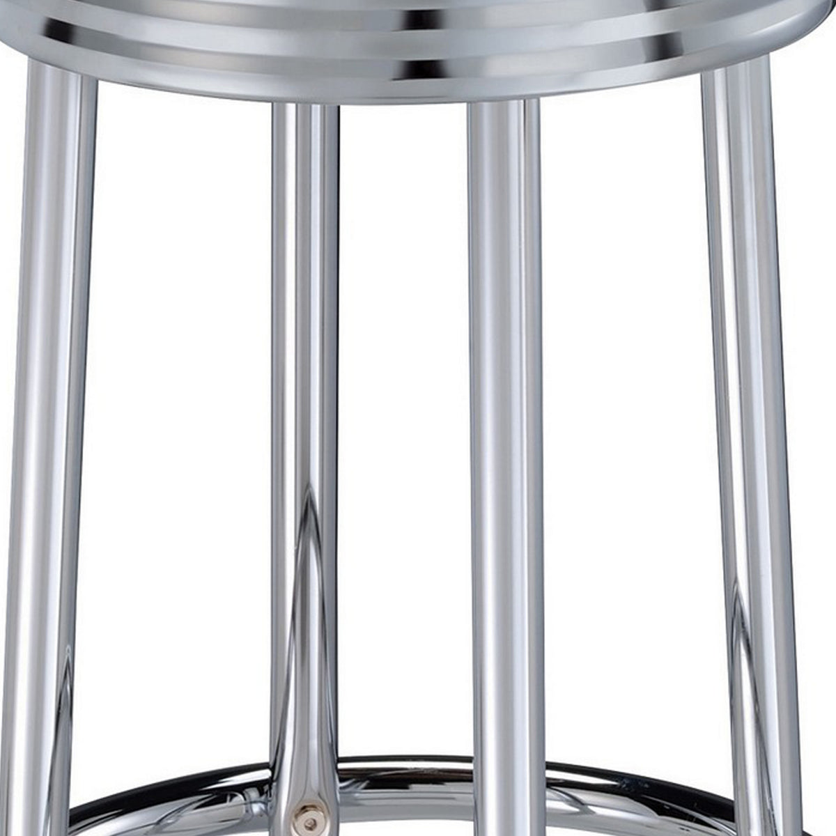 30 Inch Round Bar Stool, Set of 2, Ribbed Apron Base, Chrome, Black  - BM302495