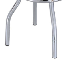 30 Inch Round Bar Stool, Set of 2, Ribbed Apron Base, Chrome, Black  - BM302495