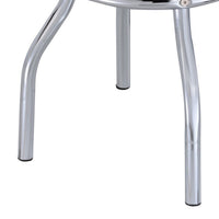 30 Inch Round Bar Stool, Set of 2, Ribbed Apron Base, Chrome, Black  - BM302495