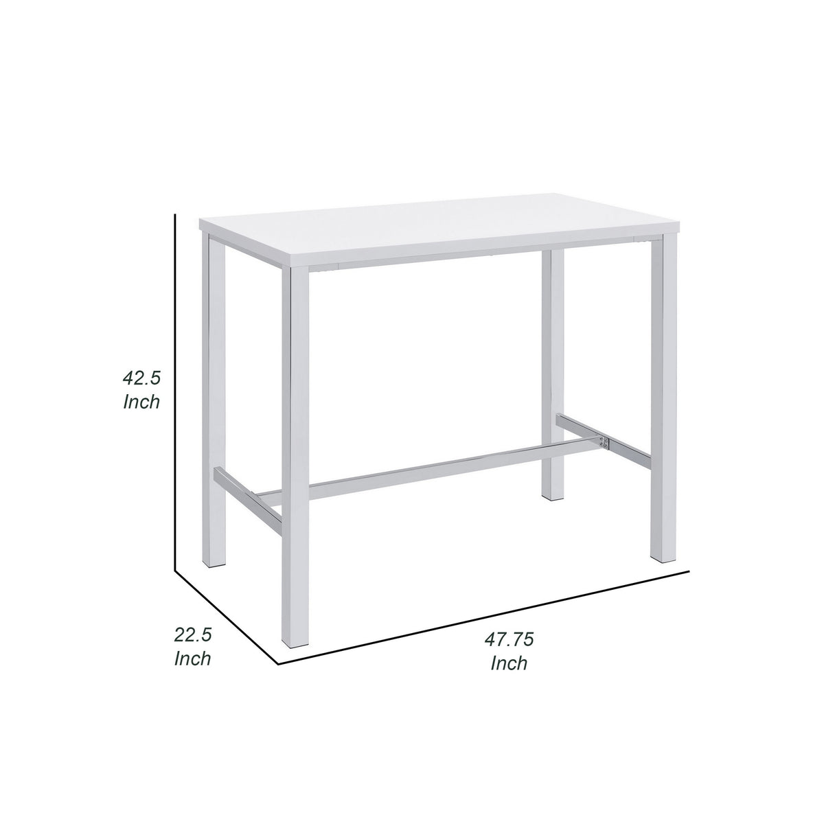 5 Piece Bar Height Table Set, 4 Bar Stools, Clean Lined Silhouette, White  - BM302504