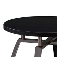 Dyn 23 Inch Round End Table, Open Shelf, Grayish Black Top, Gray Metal Legs  - BM302508
